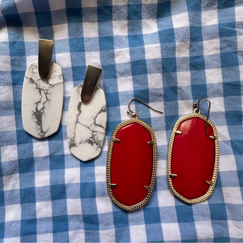 Kendra Scott Red and Marble Dangle Earrings BUNDLE